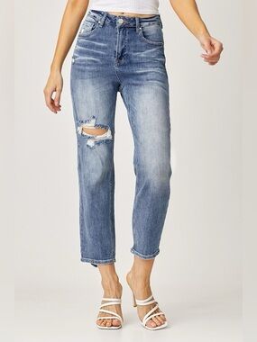 High-Rise Distressed Blue Women’s Jeans